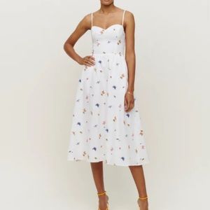 Reformation Zander Linen Dress in Ladybugs NWT